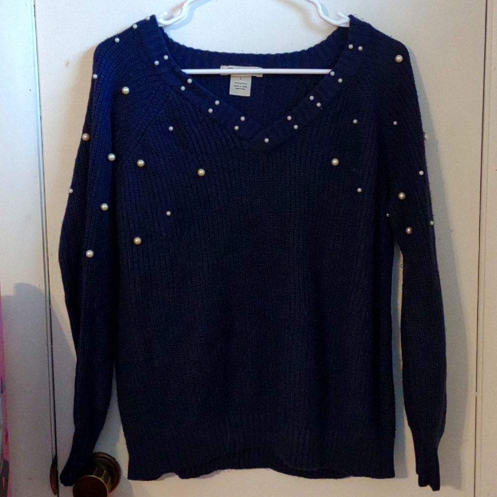Dani Simone Sweater, Large, Navy Blue